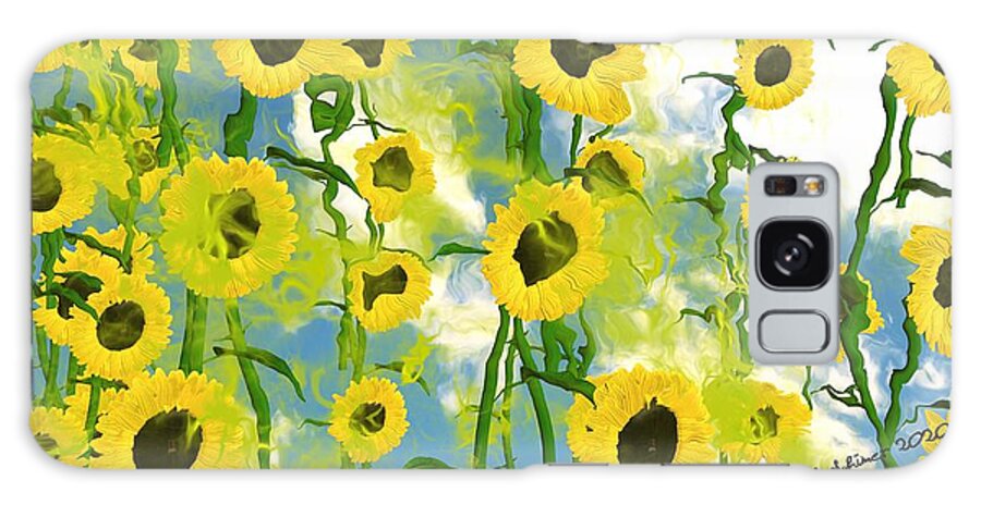 Summer Digital Flowers Sunflower Sun Galaxy Case featuring the digital art Sunflowers by Bob Shimer
