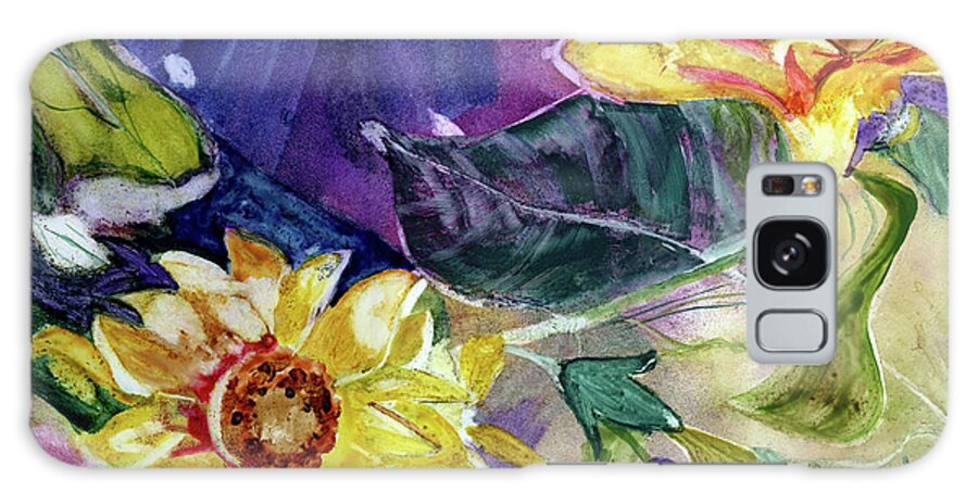  Watercolor Galaxy Case featuring the painting Luminous Sunflowers by Genevieve Holland