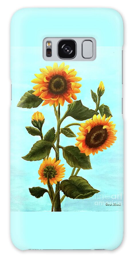 Portrait Galaxy Case featuring the painting Sunflowers on Blue by Sarah Irland