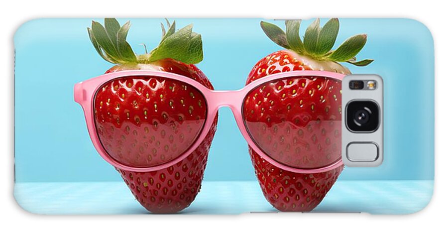 Strawberry Galaxy Case featuring the painting Sunglasses Summer Wearing Strawberry Red Fresh Sunglasses Fruit Sunny Shades Holiday Vacation Beach Relax Travel Cool Tropical Fun Exotic Trendy Unusual Fashionable Sun Hot Maker Tour Tourism by N Akkash