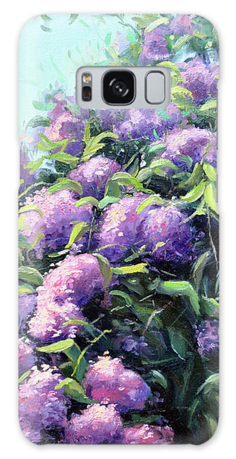 Lilacs Galaxy Case featuring the painting Sunlit Lilacs by Rick Hansen