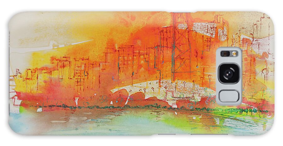 Sunny Day In Chicago Galaxy Case featuring the painting Sunny Day in Chicago by Cherie Salerno