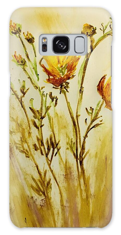 Flowers Galaxy Case featuring the pastel Sunny Gallardia by Deb Stroh-Larson