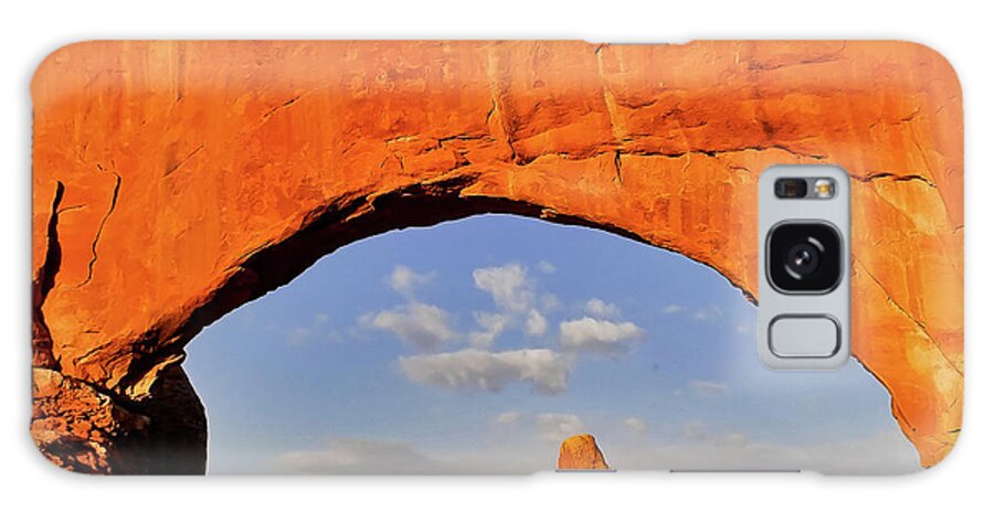 Arches National Park Galaxy Case featuring the photograph Sunrise at The North Window in Arches NP - Moab Utah by Gregory Ballos