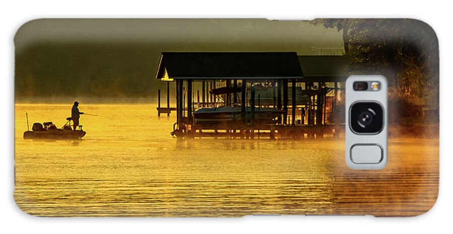 Smith Mountain Lake Galaxy Case featuring the photograph Sunrise Fisherman by Deb Beausoleil