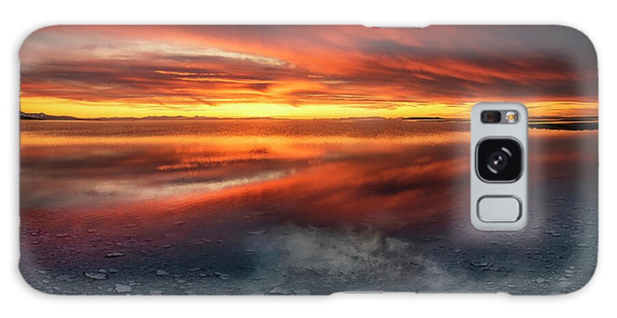 Antelope Island Galaxy Case featuring the photograph Sunrise Reflection Antelope Island by Michael Ash