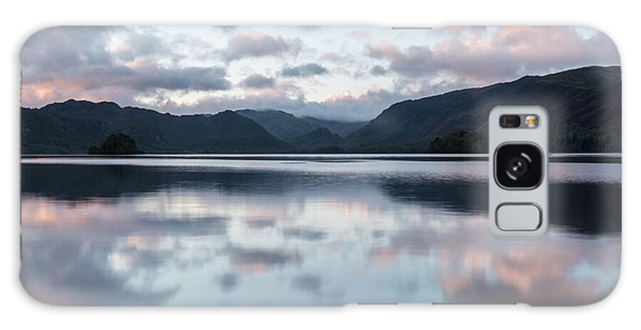 Cumbria Galaxy Case featuring the photograph Sunrise reflections at Derwent Water, the Lake District, England by Sarah Howard