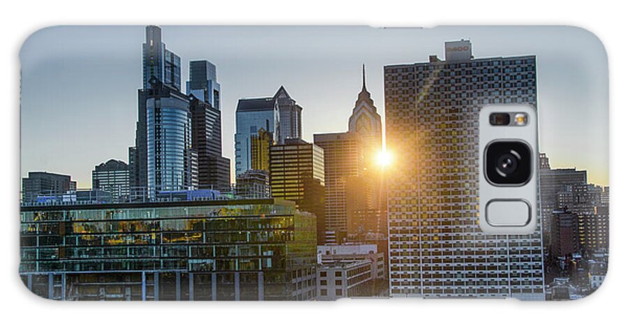 Sunrise Galaxy Case featuring the photograph Sunrise Through the Skyscrapers - Philadephia by Bill Cannon