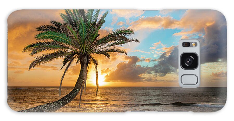 Sunset Beach Golden Palm Galaxy Case featuring the photograph sunset Beach golden Palm by Leonardo Dale
