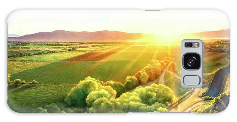 Landscape Galaxy Case featuring the painting Sunset In Spanish Fork, Utah by Susan N Jarvis