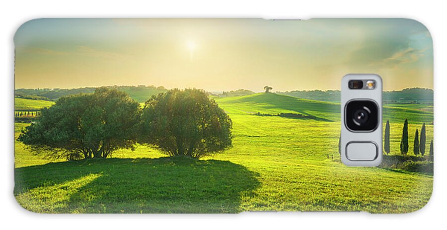 Tuscany Galaxy Case featuring the photograph Springtime Sunset in Maremma by Stefano Orazzini