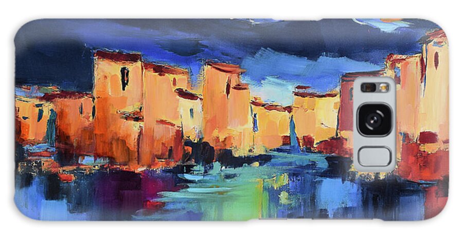 Cinque Terre Galaxy Case featuring the painting Sunset Over the Village by Elise Palmigiani