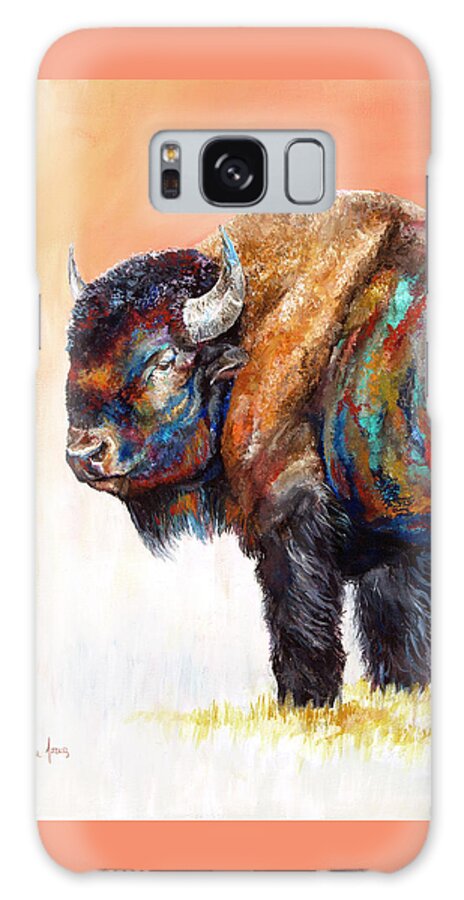 Bison Galaxy Case featuring the painting Sunset Staredown by Averi Iris