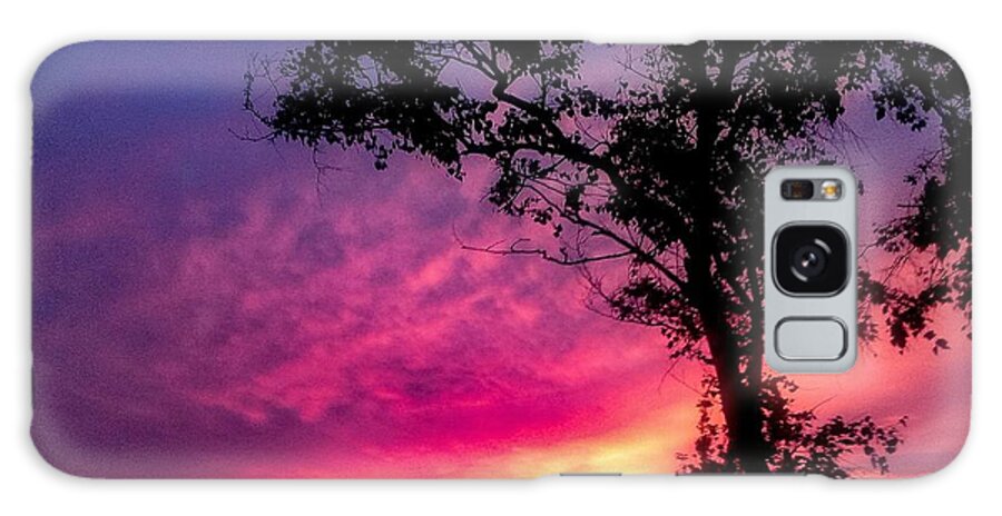 Sunset  Galaxy Case featuring the photograph Sunset with a tree by Kelsea Peet