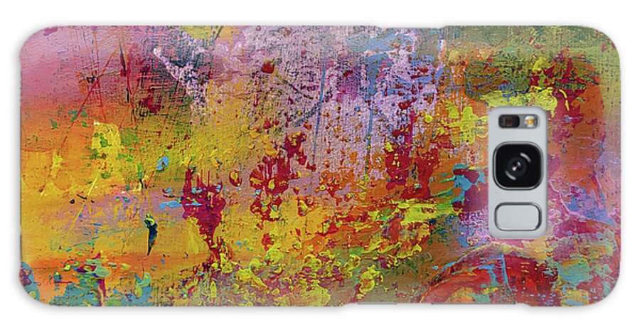 Bright Galaxy Case featuring the painting SUPERNOVA 2 Abstract Painting Red Orange Yellow Pink Blue by Lynnie Lang