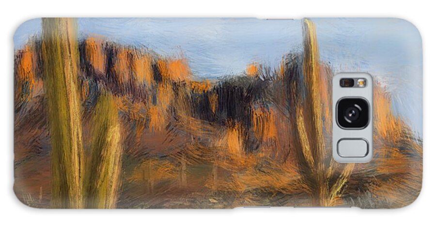 Arizona Galaxy Case featuring the painting Superstition Mountains by Larry Whitler