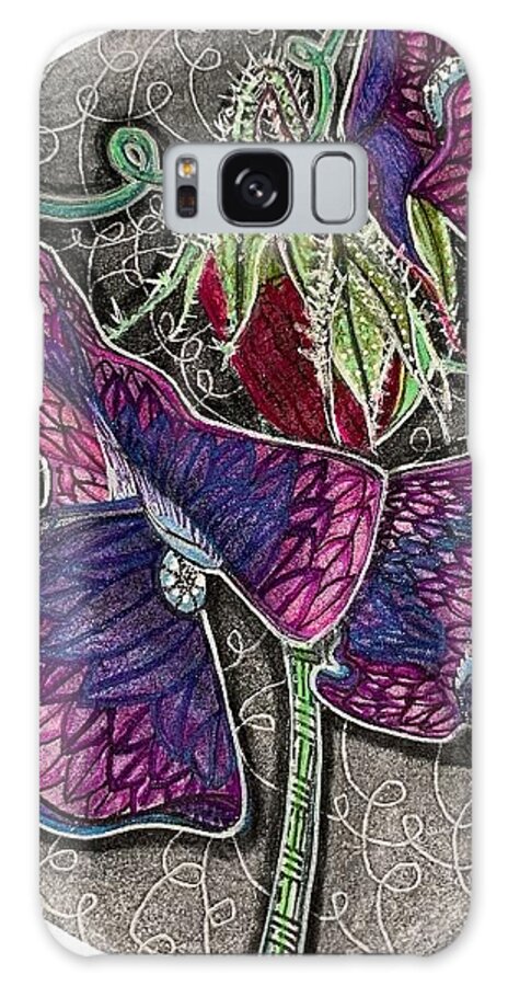 Flower Galaxy Case featuring the mixed media Sweet Pea by Brenna Woods