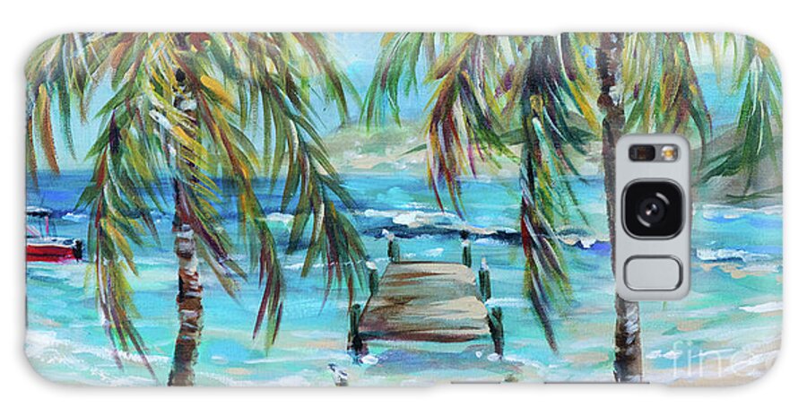 Ocean Galaxy Case featuring the painting Swimming Dock at Turtle Bay by Linda Olsen