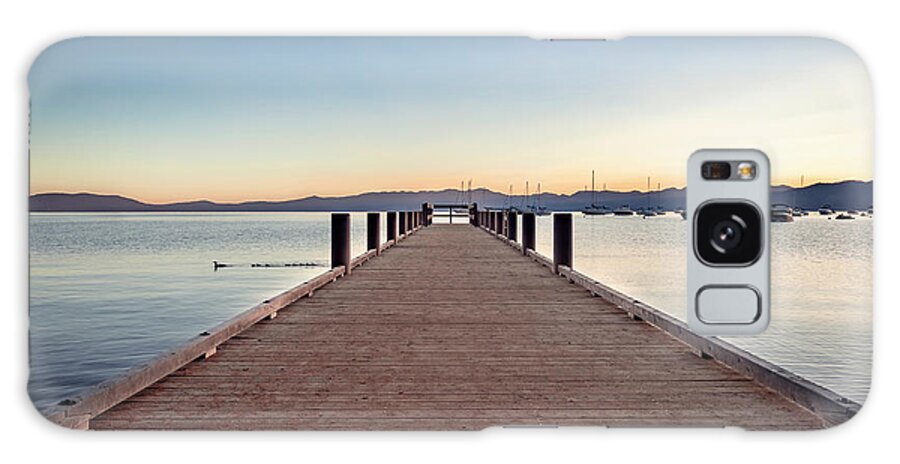 Lake Tahoe Galaxy Case featuring the photograph Lake Tahoe Sunrise at Dock by Gary Geddes