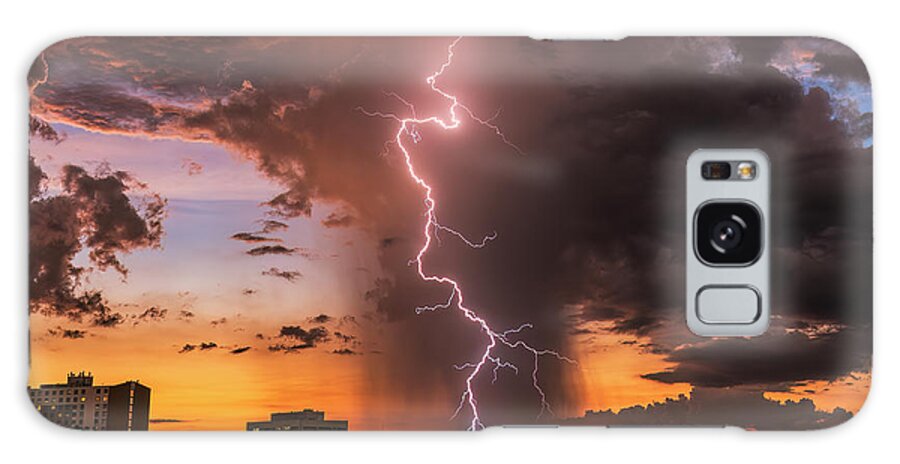 Lighting Galaxy Case featuring the photograph Tampa Sunset Lightning by Justin Battles