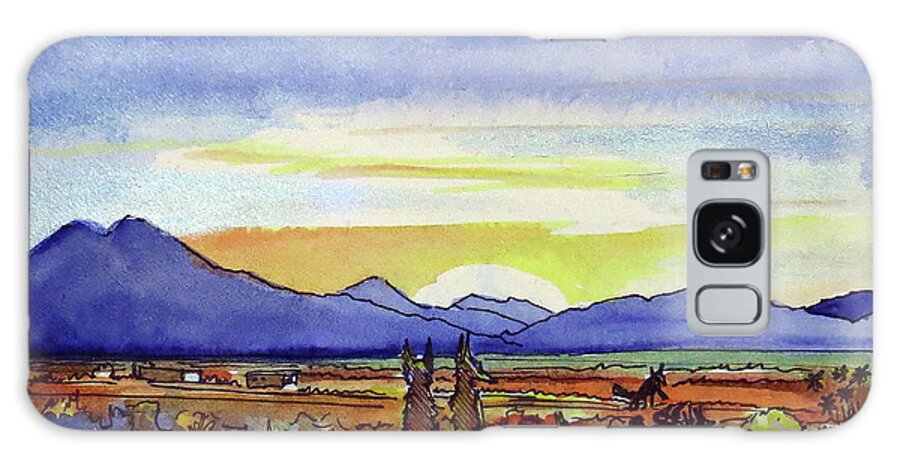 Coyote Galaxy Case featuring the painting Taos Coyote Sunrise by David Sockrider