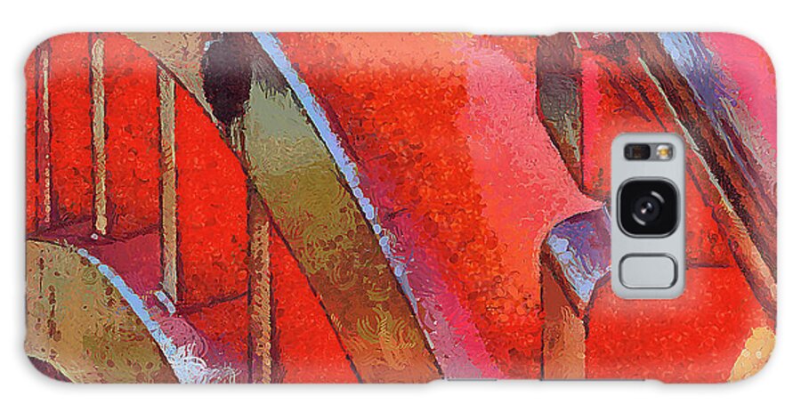 Abstract Galaxy Case featuring the mixed media 946 Temple Architecture Abstract Art Red Arched Bridge Sumiyoshi Taisha Shrine, Osaka, Japan by Richard Neuman Architectural Gifts