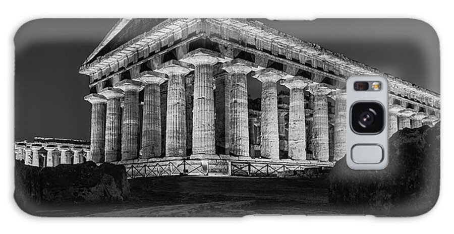 Amazing Place Galaxy Case featuring the photograph Temple of Neptune black and white by Umberto Barone