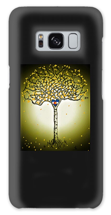 Denver Galaxy Case featuring the drawing Tennyson St, Colorado Aspen Love Tree by Aaron Bombalicki