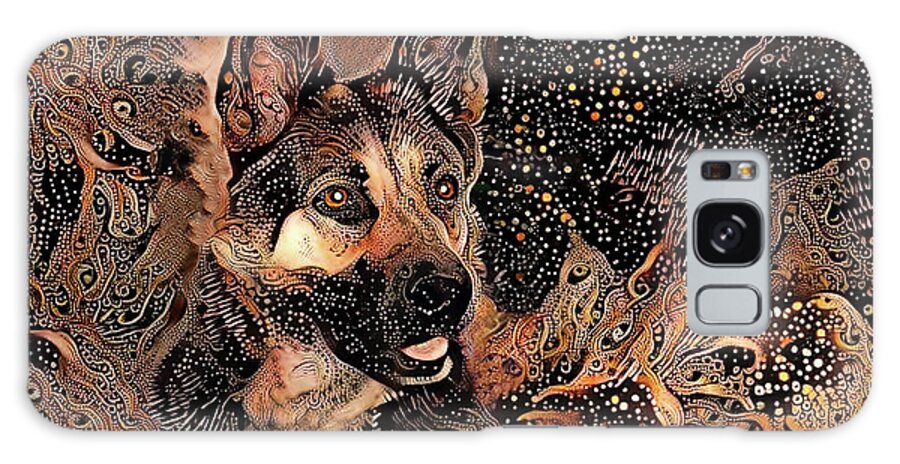German Shepherd Galaxy Case featuring the digital art Tex the German Shepherd Dog by Peggy Collins