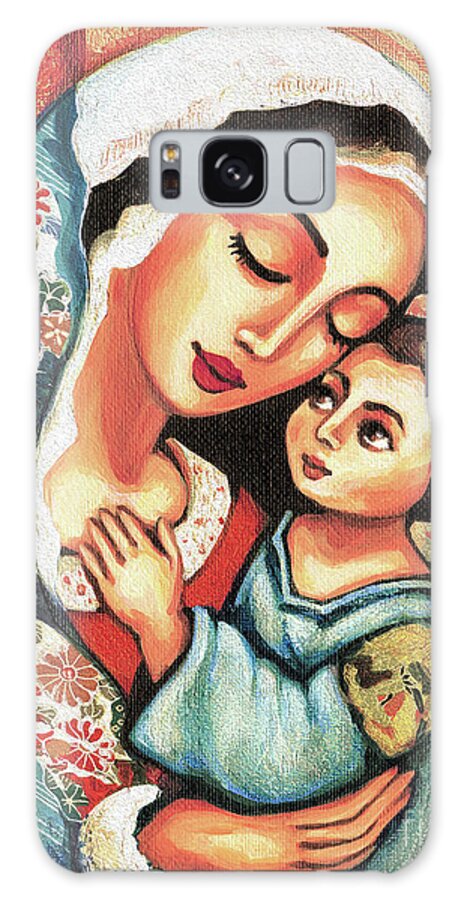 Mother And Child Galaxy Case featuring the painting The Blessed Mother by Eva Campbell