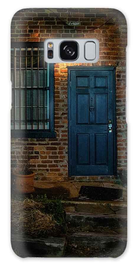 Night Photography Galaxy Case featuring the photograph The Blue Door by Karen Harrison Brown
