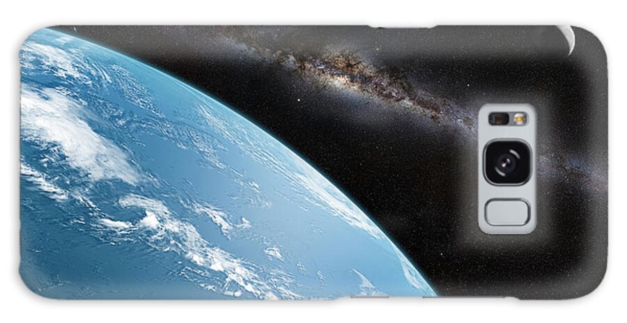 Alien Galaxy Case featuring the digital art The Blue Planet by Manjik Pictures