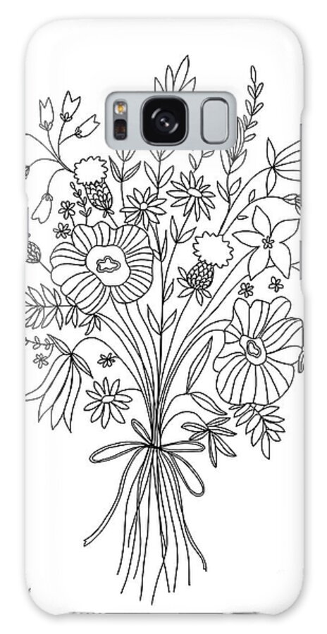 Line Art Galaxy Case featuring the painting The Botanical Bouquet by Elizabeth Robinette Tyndall