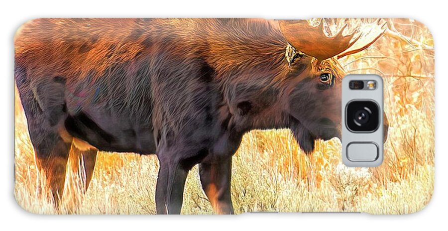 Moose Galaxy Case featuring the photograph The Bull Moose reigns supreme in Yellowstone National Park. by Logan Pierson