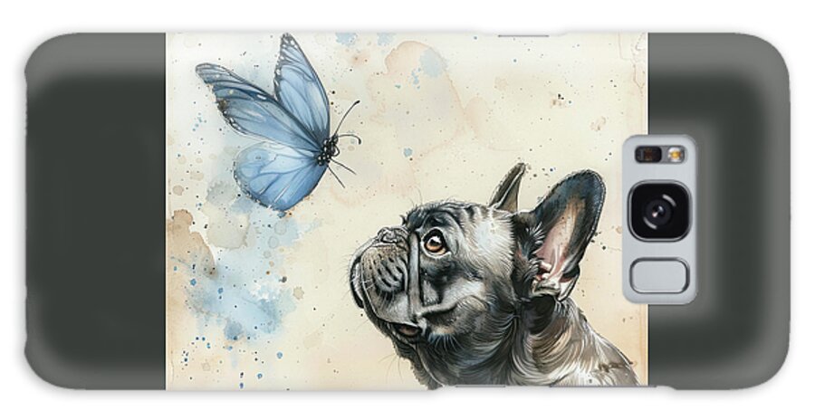 French Bulldog Galaxy Case featuring the painting The Bulldog And The Butterfly by Tina LeCour