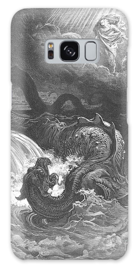 Destruction Galaxy Case featuring the drawing The Destruction of Leviathan by Gustave Dore v1 by Historic illustrations