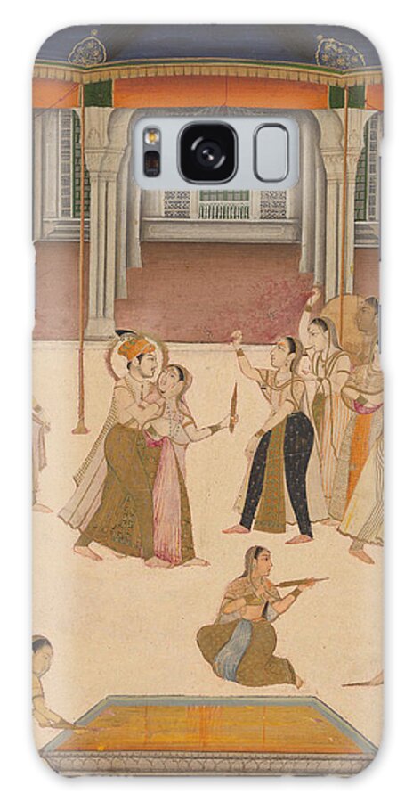 Lucknow Uttar Pradesh India Galaxy Case featuring the painting The emperor Jahangir celebrating the Festival of Holi with the ladies of the zenana by Lucknow Uttar Pradesh India