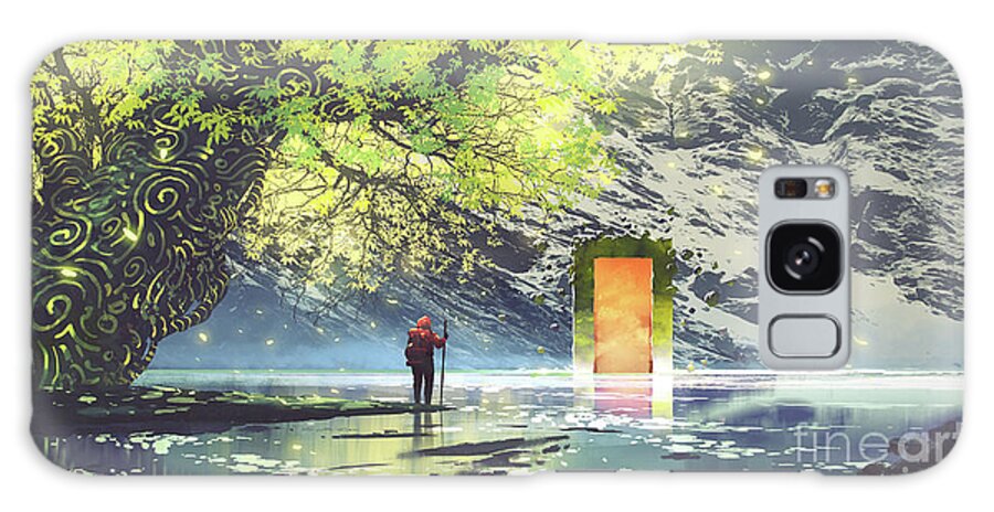 Illustration Galaxy Case featuring the painting The Enchanted Lake by Tithi Luadthong
