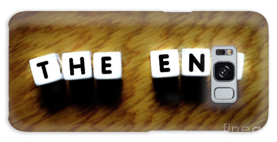 The End Galaxy Case featuring the photograph The End Spelled with Letters Representing Completion blur Focus by Lane Erickson