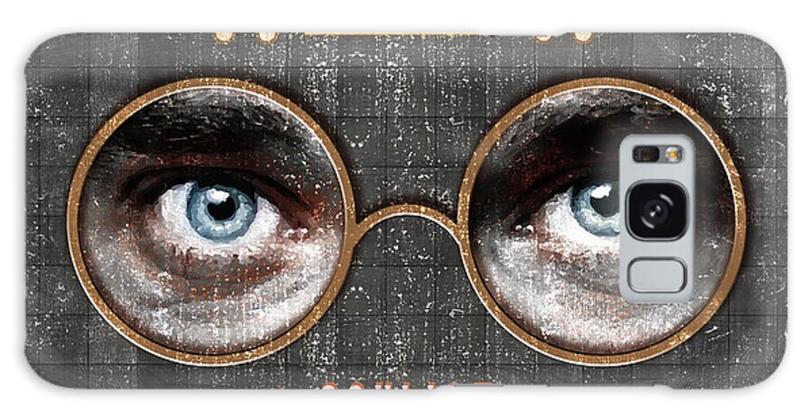 Dr Tj Eckleburg Galaxy Case featuring the mixed media The Eyes of Dr. TJ Eckleburg, Oculist - Grey - 03 - The Great Gatsby - F.Scott Fitzgerald by Studio Grafiikka