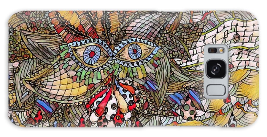 Abstract Surreal Weird Odd Pillow Mask Cushion Fun Pattern Galaxy Case featuring the painting The Eyes Of The Storm.....stained Glass by Bradley Boug