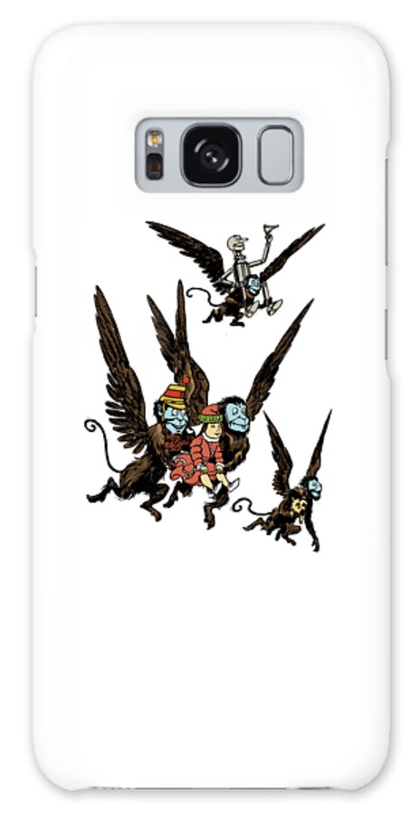 Wizard Of Oz Galaxy Case featuring the digital art The Flying Monkeys With Dorothy, Tinman And Toto by Madame Memento