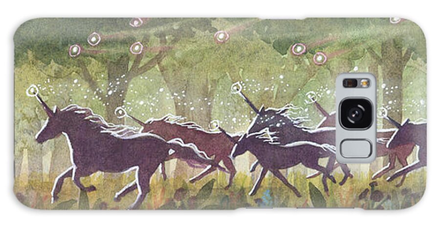 Unicorns Galaxy Case featuring the painting The Gallop by Sara Burrier