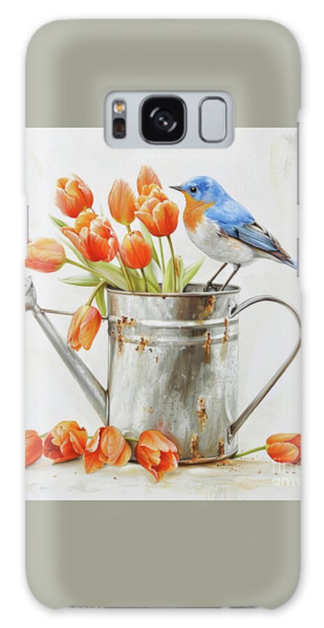  Bluebird Galaxy Case featuring the painting The Garden Bluebird by Tina LeCour