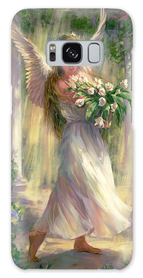 The Gift Giver Galaxy Case featuring the painting The Gift Giver Angel by Laurie Snow Hein