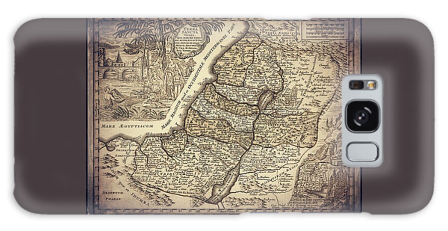 The Holy Land Galaxy Case featuring the photograph The Holy Land Antique Vintage Map 1744 Sepia by Carol Japp