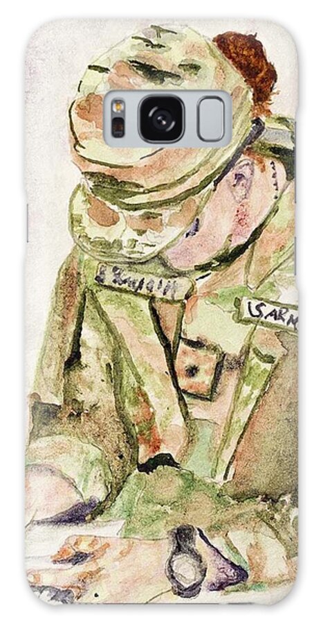 Soldier Galaxy Case featuring the painting The Letter by Barbara F Johnson