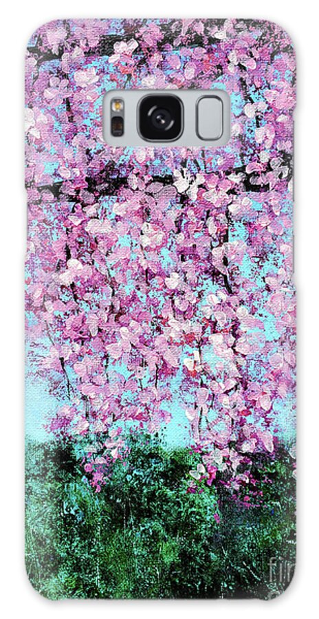 Cherry Tree Galaxy Case featuring the painting The Memory of Cherry Blossom Serenity by Zan Savage