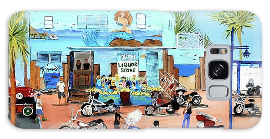 Fort Myers Beach Florida Mermaid Bar Saloon Motorcycles Biker Bar Galaxy Case featuring the painting The Mermaid by Joni Hermansen