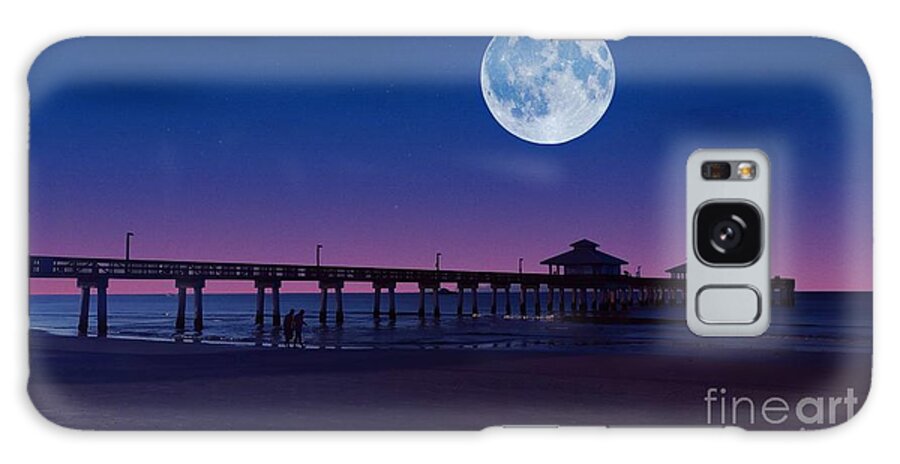 Digital Art Galaxy Case featuring the photograph Moon Over Pier by Claudia Zahnd-Prezioso